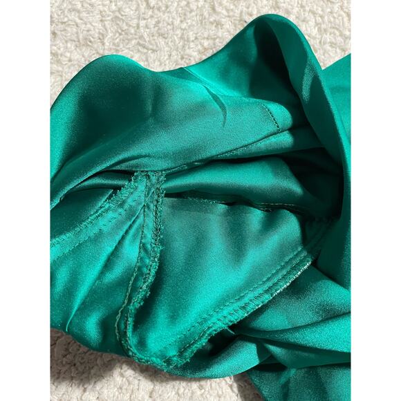 VTG Pendleton Women's Medium 14 Silky Neck Tie Bow Long Puff Sleeve Top Green - Picture 4 of 12